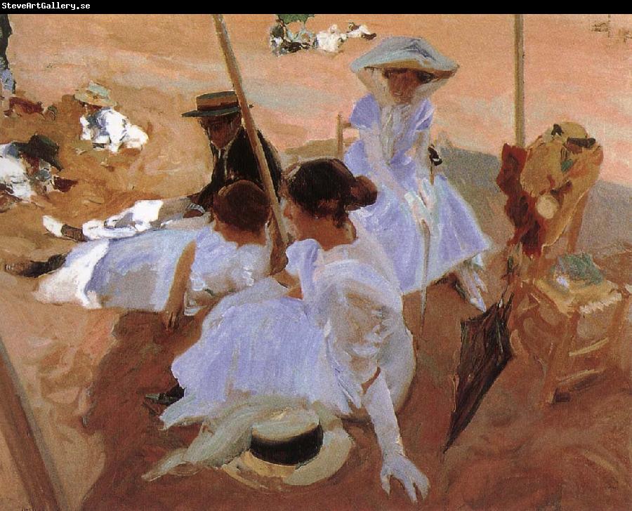 Joaquin Sorolla Fan on the beach under the sun